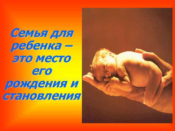 Семья для ребенка – это место его рождения и становления 