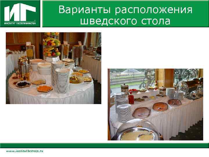 Варианты расположения шведского стола www. instituthoreca. ru 