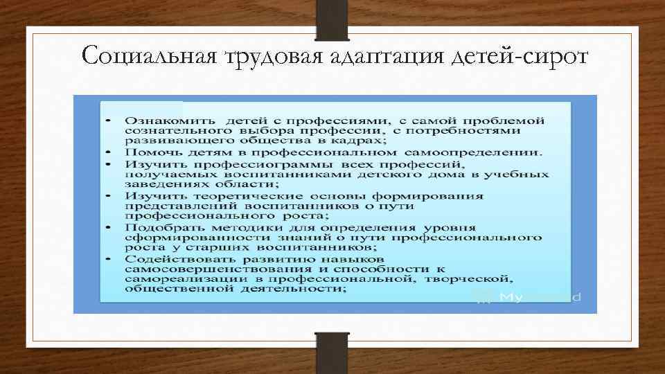 Социальная трудовая адаптация детей-сирот 