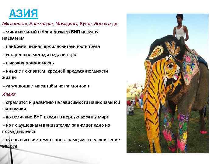 АЗИЯ Афганистан, Бангладеш, Мальдивы, Бутан, Непал и др. - минимальный в Азии размер ВНП