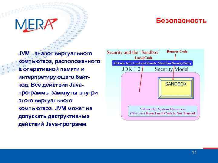 Безопасность JVM - аналог виртуального компьютера, расположенного в оперативной памяти и интерпретирующего байткод. Все