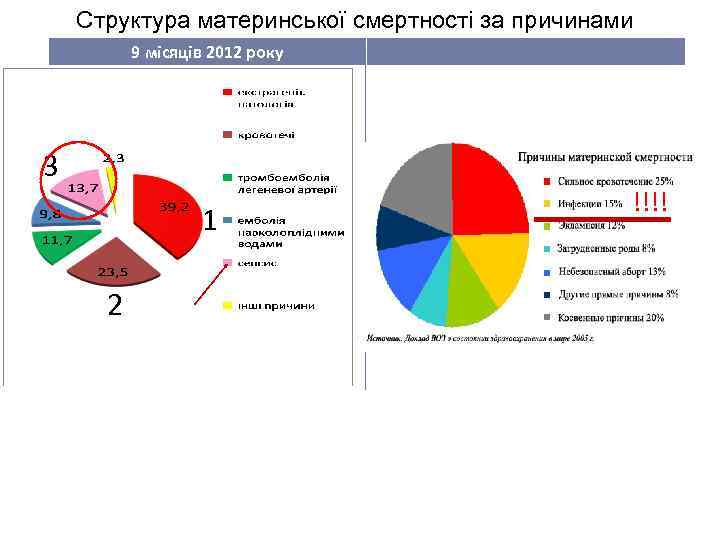 Структура материнської смертності за причинами 9 місяців 2012 року 3 1 2 !!!! 