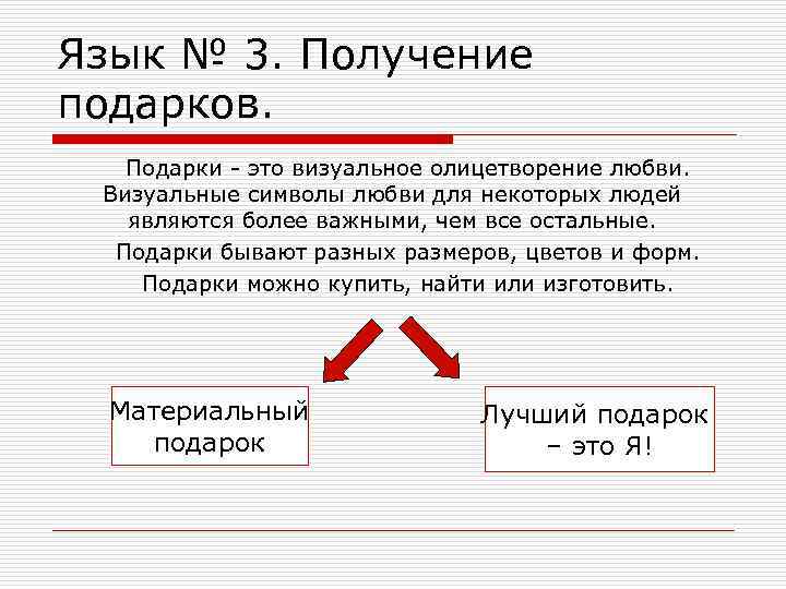 Язык № 3. Получение подарков. Подарки - это визуальное олицетворение любви. Визуальные символы любви