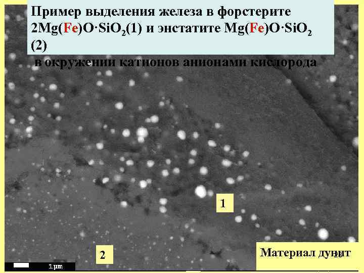 Пример выделения железа в форстерите 2 Mg(Fe)O·Si. O 2(1) и энстатите Mg(Fe)O·Si. O 2