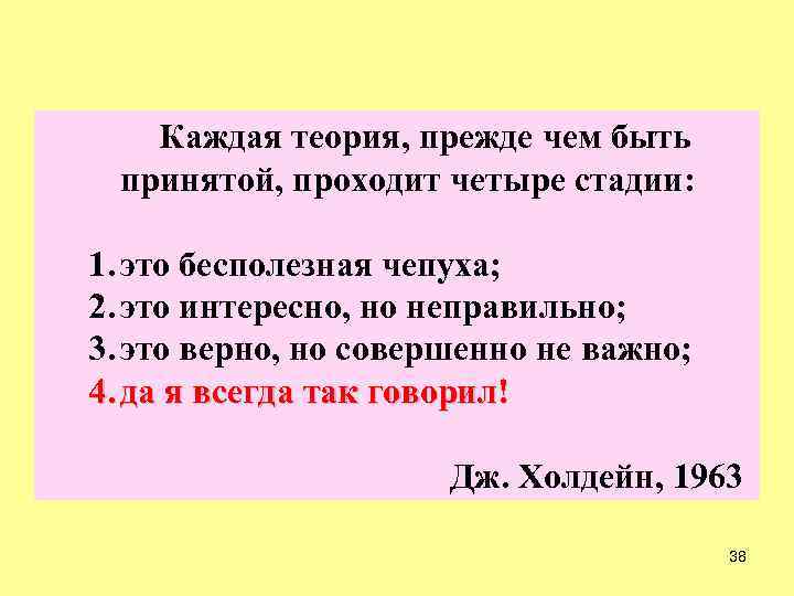 Каждая теория, прежде чем быть принятой, проходит четыре стадии: 1. это бесполезная чепуха; 2.