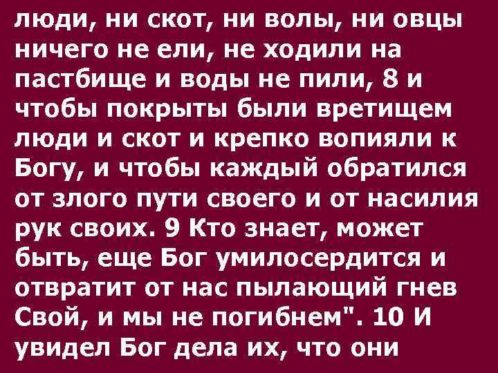 люди, ни скот, ни волы, ни овцы ничего не ели, не ходили на пастбище