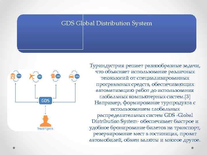 GDS Global Distribution System Туриндустрия решает разнообразные задачи, что объясняет использование различных технологий от