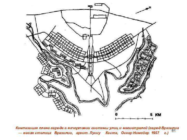 Композиция плана города в начертании системы улиц и магистралей (город Бразилиа 61 — новая