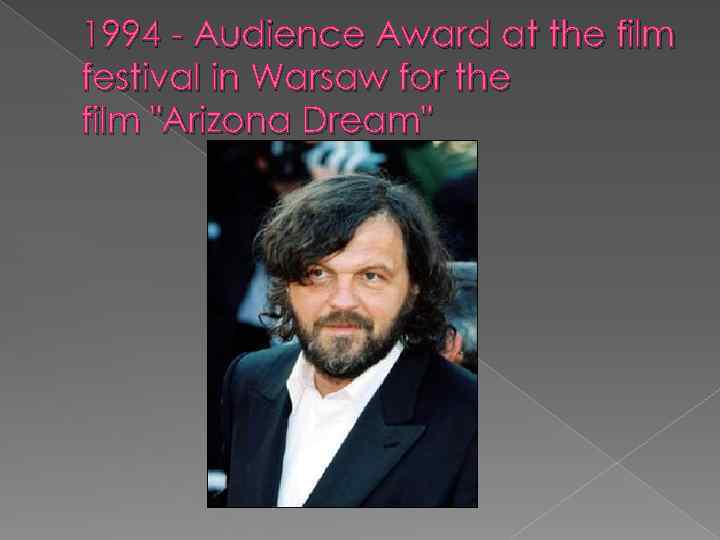 1994 - Audience Award at the film festival in Warsaw for the film "Arizona