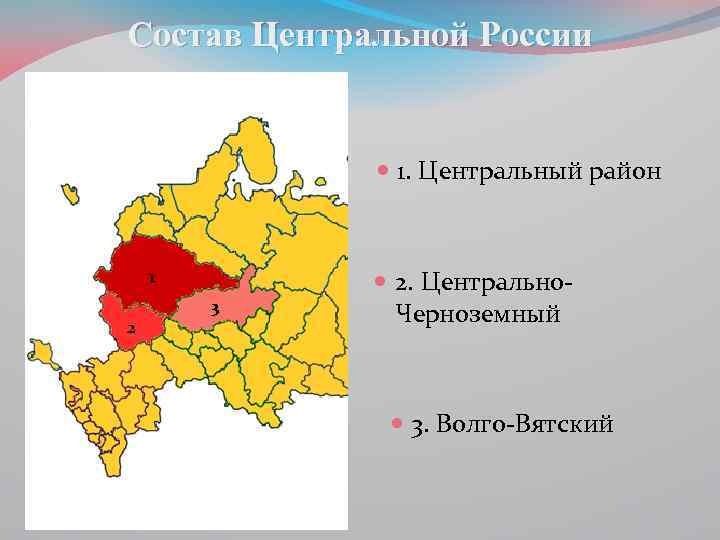 В состав центральной россии входят республики