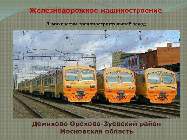 Железнодорожное машиностроение Демиховский машиностроительный завод Демихово Орехово-Зуевский район Московская область 