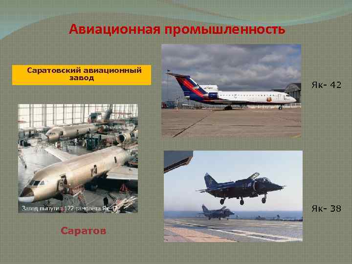 Авиационная промышленность Саратовский авиационный завод Як- 42 Як- 38 Саратов 