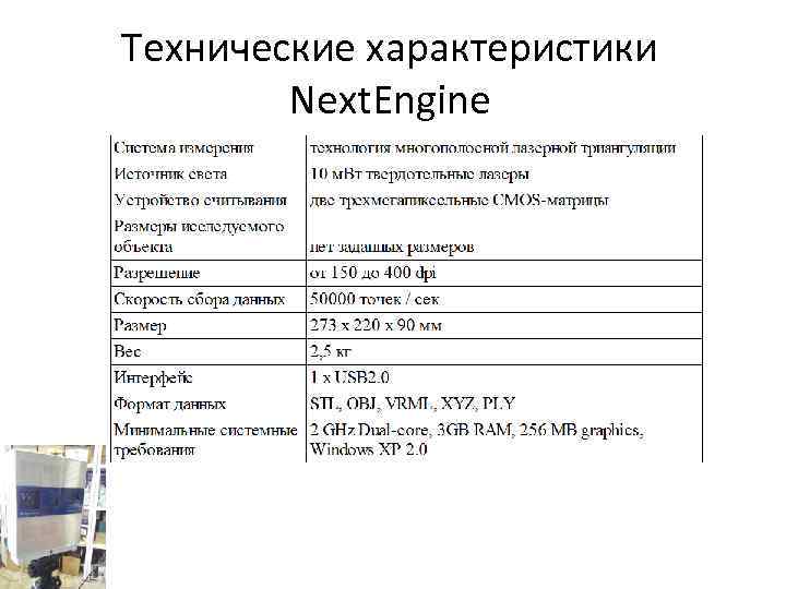 Технические характеристики Next. Engine 