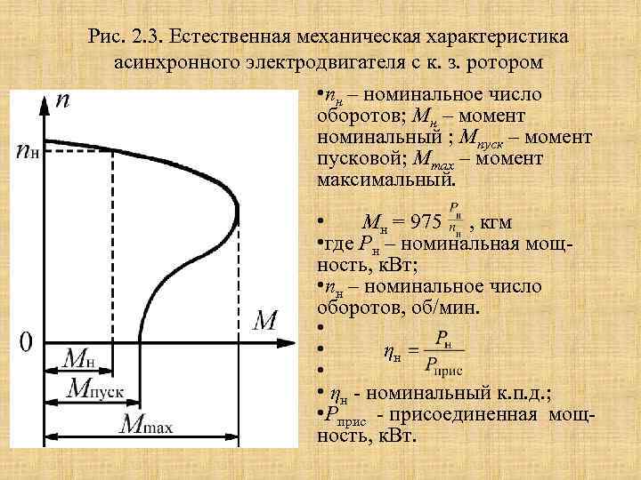 Ход 14. Механическая хар ка асинхронного двигателя. Построить естественную механическую характеристику. Механическая характеристика асинхронного двигателя. Естественная характеристика асинхронного двигателя.