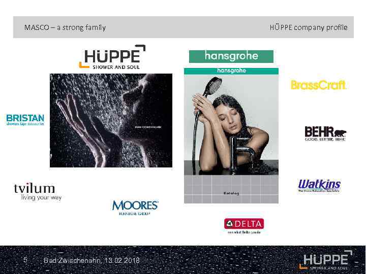 MASCO – a strong family 5 Bad Zwischenahn, 13. 02. 2018 HÜPPE company profile