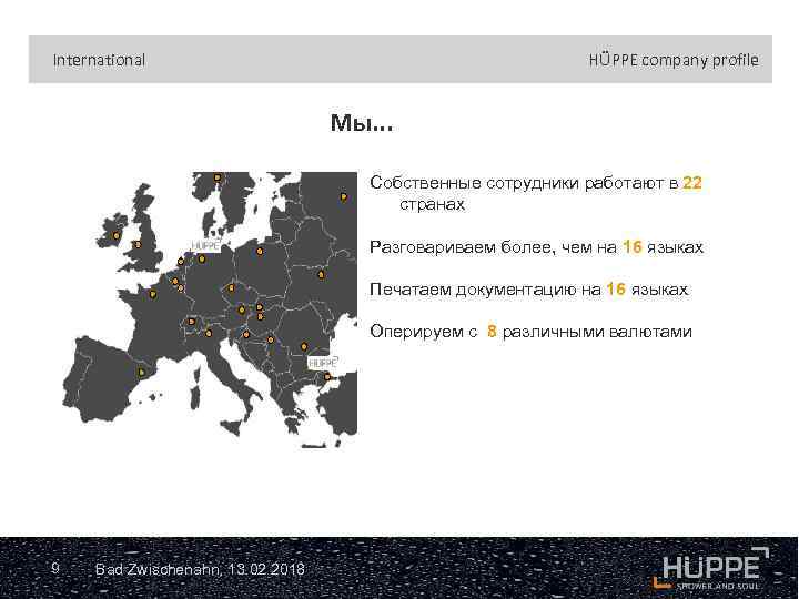 International HÜPPE company profile Мы. . . Собственные сотрудники работают в 22 странах Разговариваем
