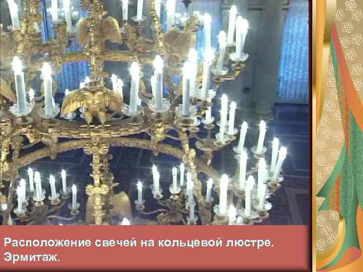Расположение свечей на кольцевой люстре. Эрмитаж. 