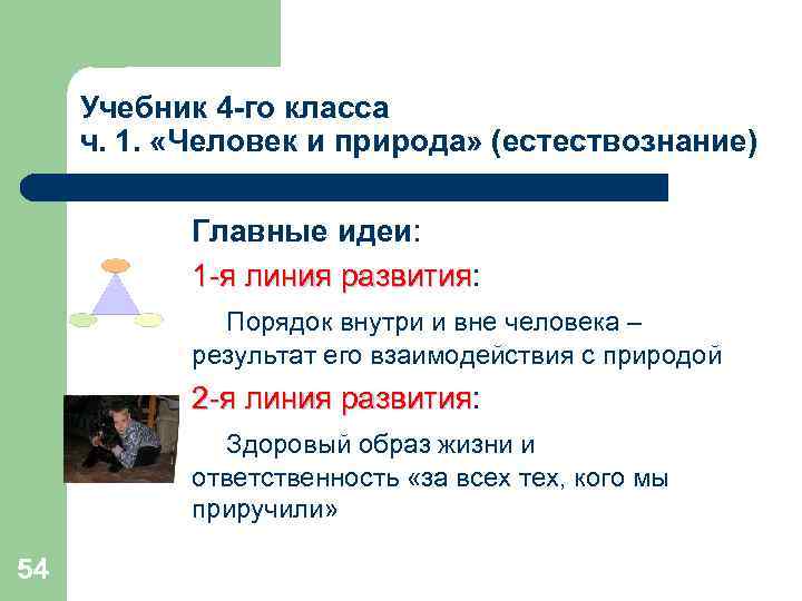 Учебник 4 -го класса ч. 1. «Человек и природа» (естествознание) Главные идеи: 1 -я