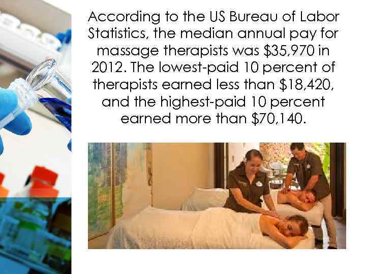 According to the US Bureau of Labor Statistics, the median annual pay for massage