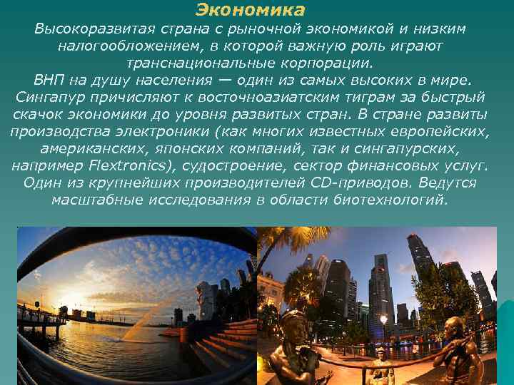 Экономика Высокоразвитая страна с рыночной экономикой и низким налогообложением, в которой важную роль играют