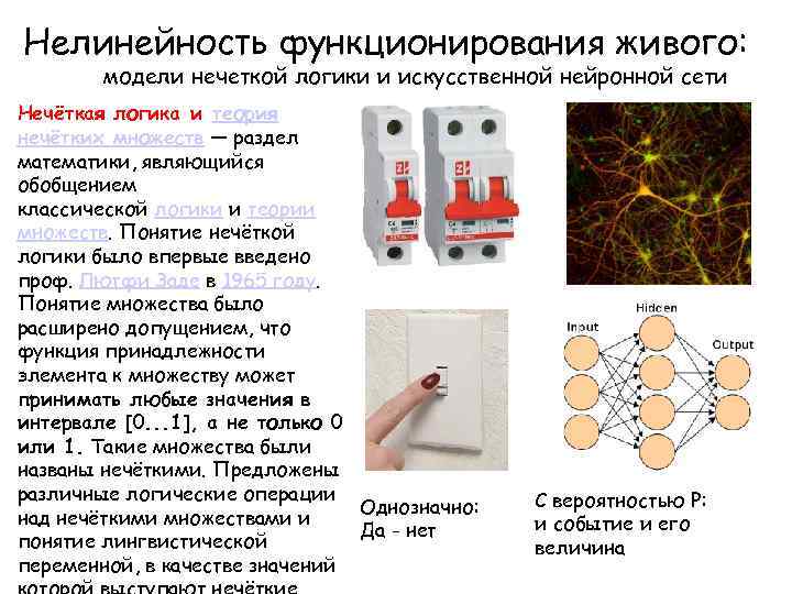 Нелинейность функционирования живого: модели нечеткой логики и искусственной нейронной сети Нечёткая логика и теория