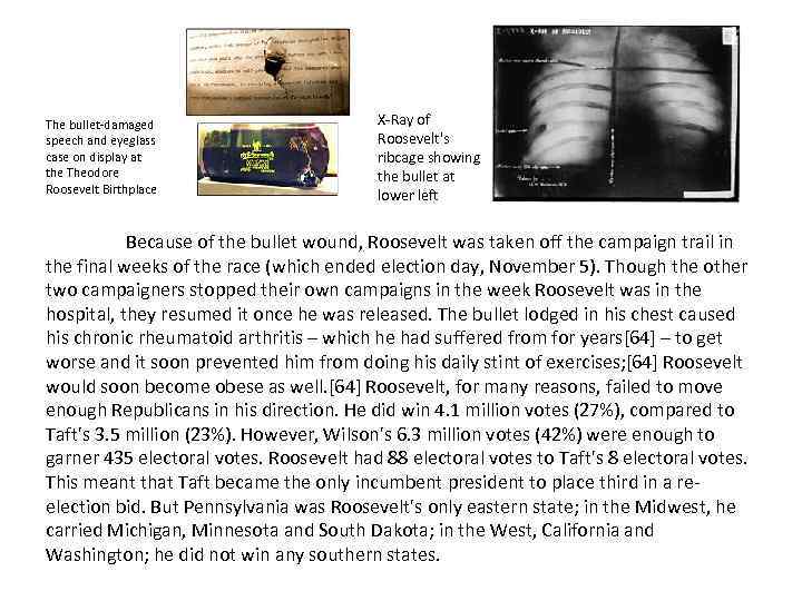 The bullet-damaged speech and eyeglass case on display at the Theodore Roosevelt Birthplace X-Ray