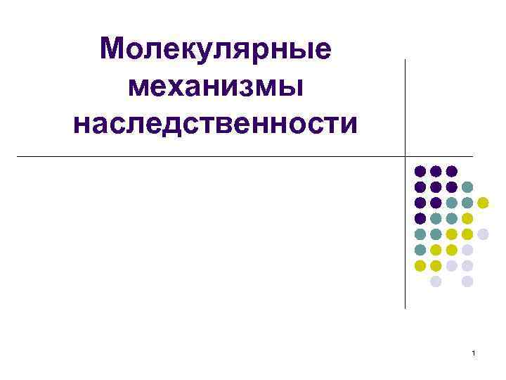 Молекулярные механизмы наследственности 1 