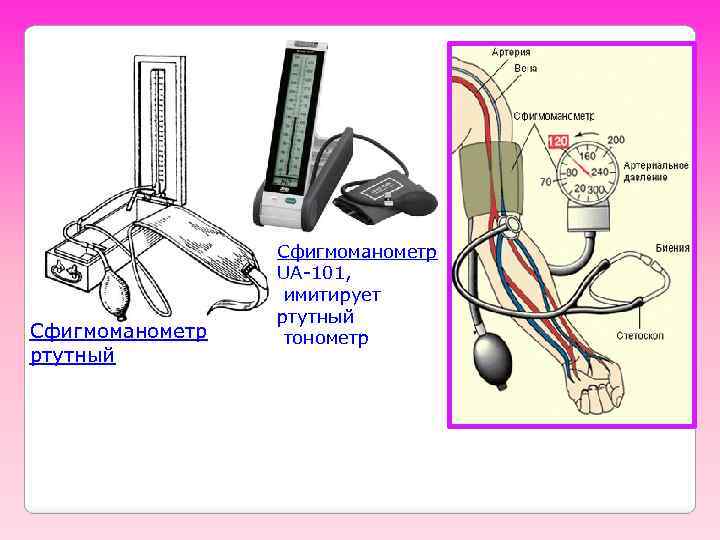 Сфигмоманометр ртутный Сфигмоманометр UA-101, имитирует ртутный тонометр 