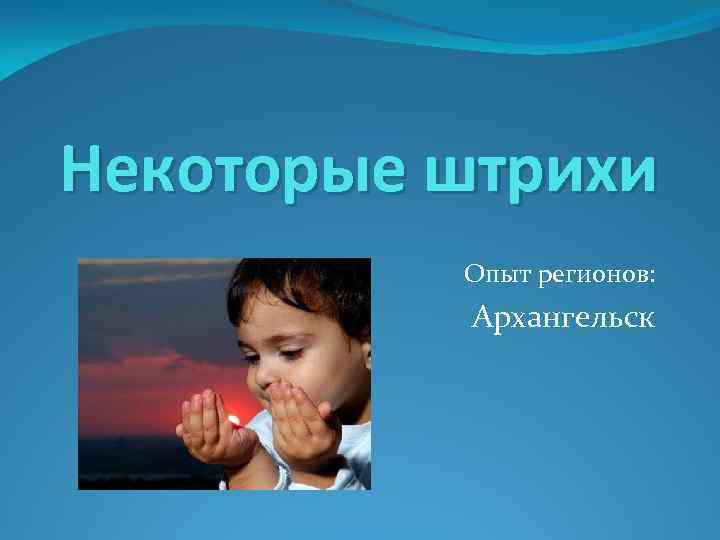 Некоторые штрихи Опыт регионов: Архангельск 