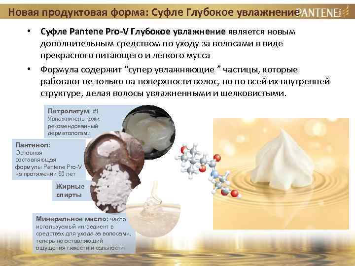 Новая продуктовая форма: Суфле Глубокое увлажнение • Суфле Pantene Pro-V Глубокое увлажнение является новым