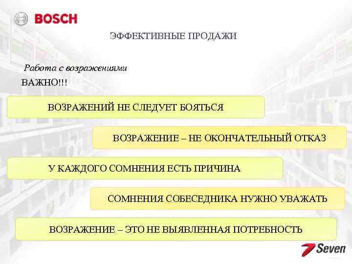 ЭФФЕКТИВНЫЕ ПРОДАЖИ Работа с возражениями ВАЖНО!!! ВОЗРАЖЕНИЙ НЕ СЛЕДУЕТ БОЯТЬСЯ ВОЗРАЖЕНИЕ – НЕ ОКОНЧАТЕЛЬНЫЙ