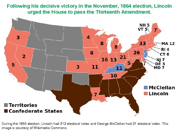 Following his decisive victory in the November, 1864 election, Lincoln urged the House to