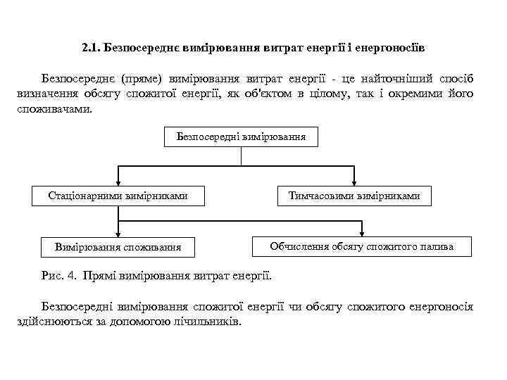 2. 1. Безпосереднє вимірювання витрат енергії і енергоносіїв Безпосереднє (пряме) вимірювання витрат енергії -