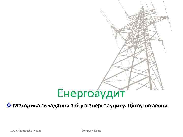 Енергоаудит v Методика складання звіту з енергоаудиту. Ціноутворення. www. themegallery. com Company Name 