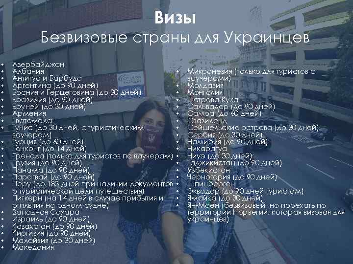 Визы Безвизовые страны для Украинцев • • • • • • Азербайджан Албания Антигуа