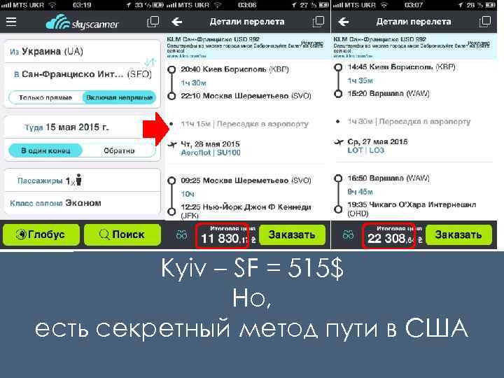 Kyiv – SF = 515$ Но, есть секретный метод пути в США 
