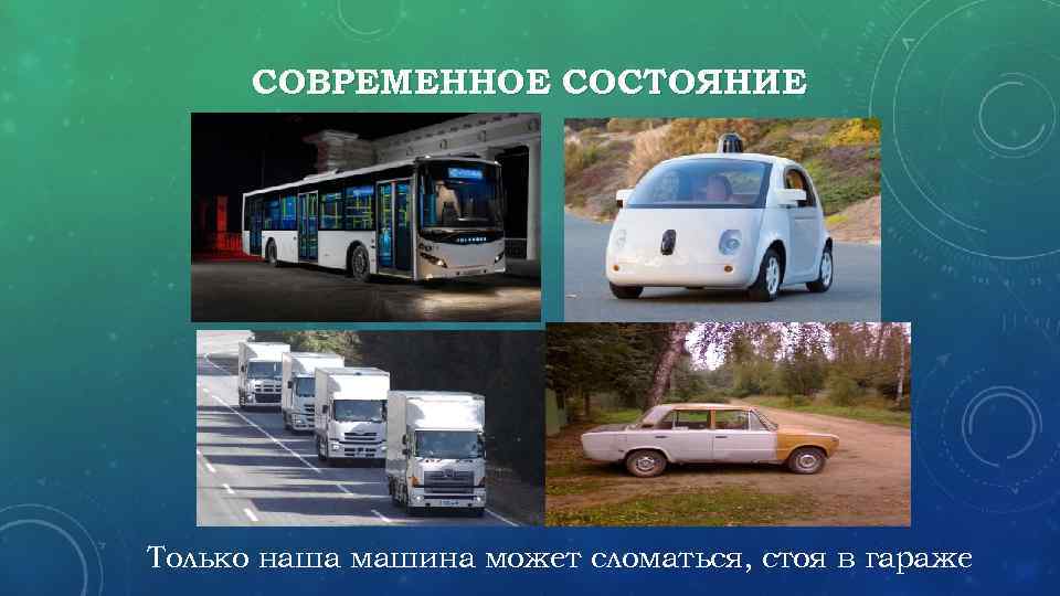 СОВРЕМЕННОЕ СОСТОЯНИЕ Только наша машина может сломаться, стоя в гараже 