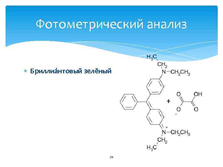 Фотометрический анализ Бриллиа нтовый зелёный 34 
