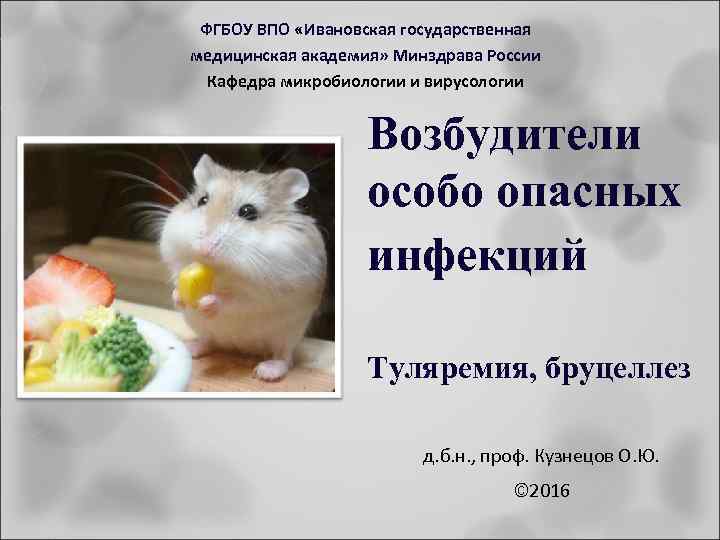 ФГБОУ ВПО «Ивановская государственная медицинская академия» Минздрава России Кафедра микробиологии и вирусологии Возбудители особо