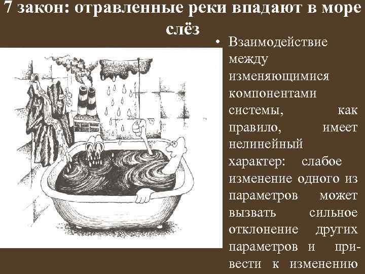 7 закон: отравленные реки впадают в море слёз • Взаимодействие между изменяющимися компонентами системы,