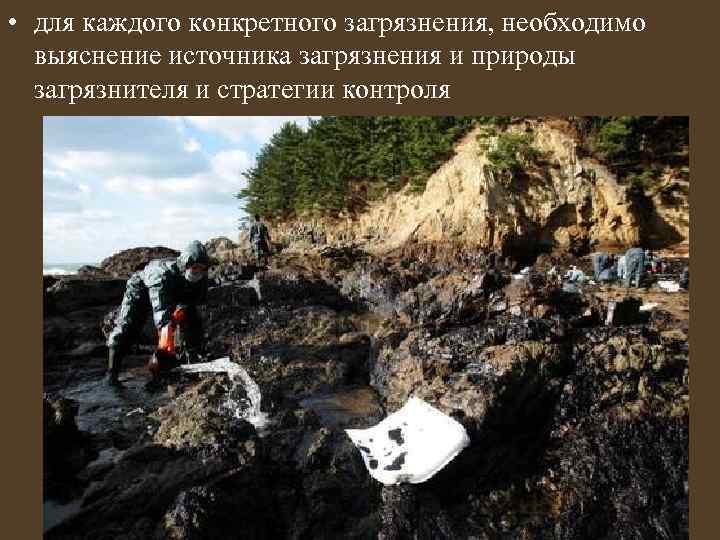  • для каждого конкретного загрязнения, необходимо выяснение источника загрязнения и природы загрязнителя и