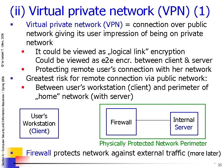 (ii) Virtual private network (VPN) (1) Section 8 – Computer Security and Information Assurance