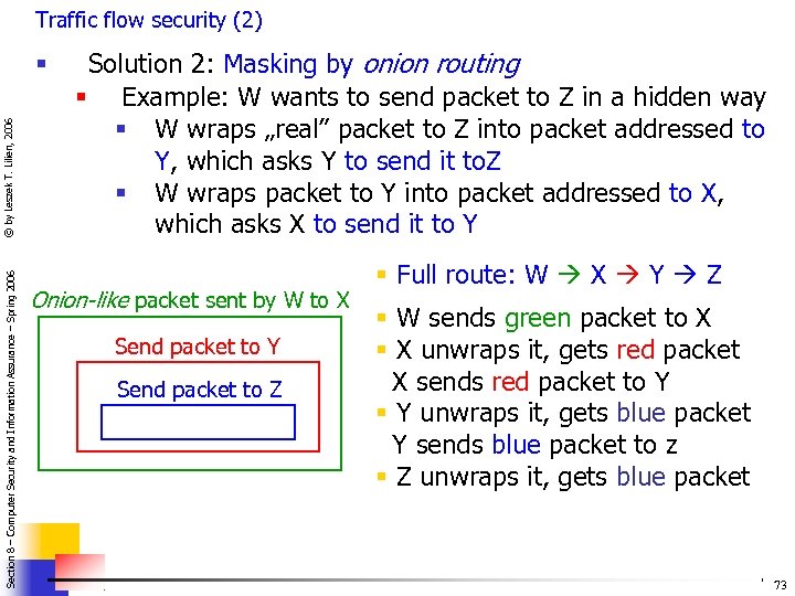 Traffic flow security (2) Section 8 – Computer Security and Information Assurance – Spring