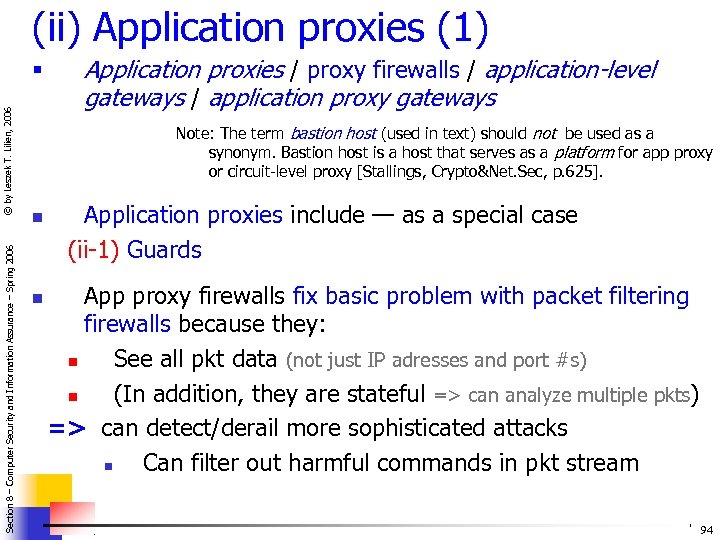 (ii) Application proxies (1) Section 8 – Computer Security and Information Assurance – Spring