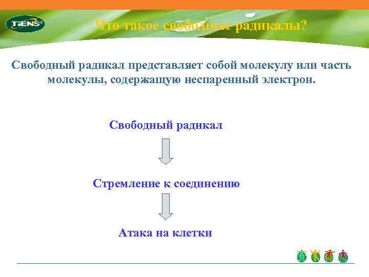 Что такое свободные радикалы? Свободный радикал представляет собой молекулу или часть молекулы, содержащую неспаренный