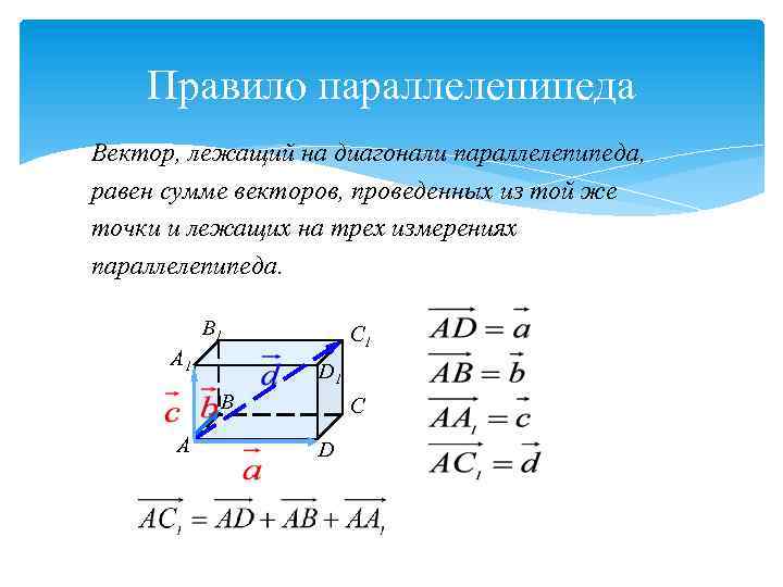 Вектор равный вектору a d