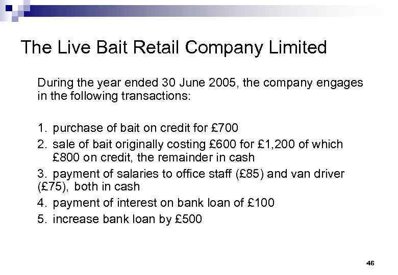 The Live Bait Retail Company Limited During the year ended 30 June 2005, the