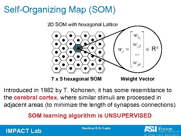 Self-Organizing Map (SOM) 2 D SOM with hexagonal Lattice Î Rd 7 x 5