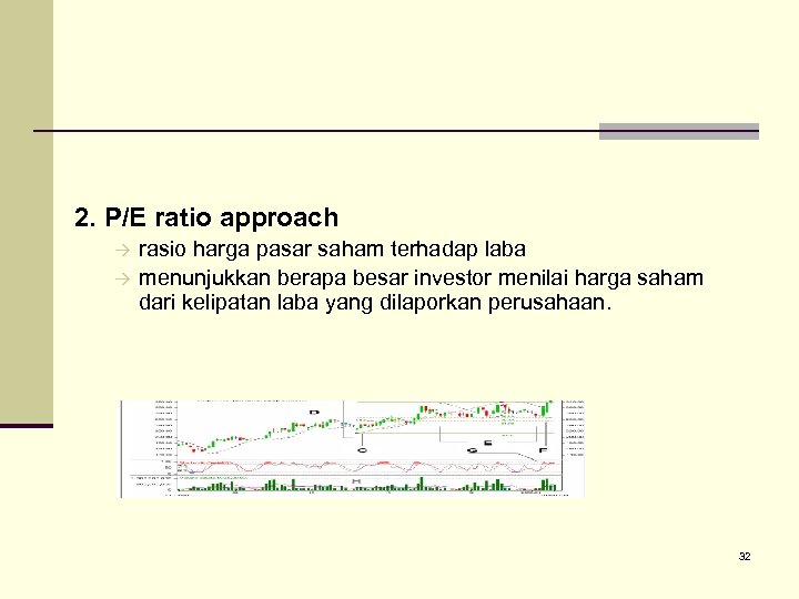 2. P/E ratio approach rasio harga pasar saham terhadap laba menunjukkan berapa besar investor