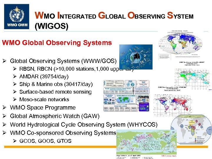 WMO INTEGRATED GLOBAL OBSERVING SYSTEM WMO OMM (WIGOS) WMO Global Observing Systems Ø Global